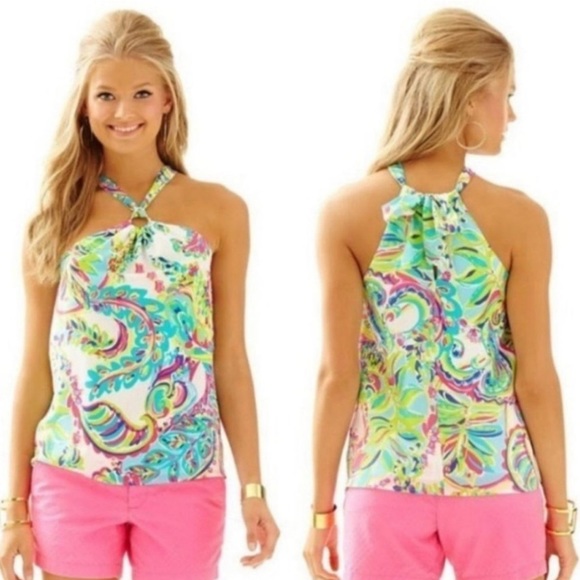 Lilly Pulitzer | Tops | Lilly Pulitzer Multicolorcassandra Flowy Halter ...